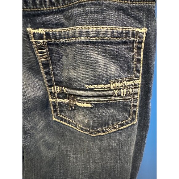 Ariat Denim Relaxed Boot Cut Mens Jeans 34/36 Heavy Stitching Distressed Style - Picture 6 of 7